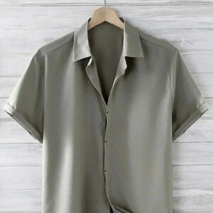 Grey Basic Men's Button Up Shirt